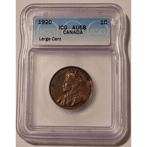 Canada George V 1920 Large Cent AU58 ICG